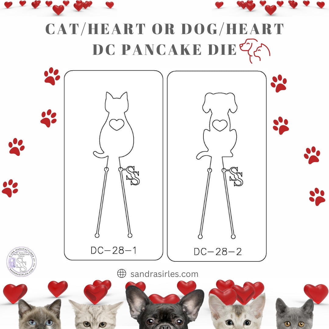 PANCAKE DIE DC-28 CAT/HEART OR DOG/HEART